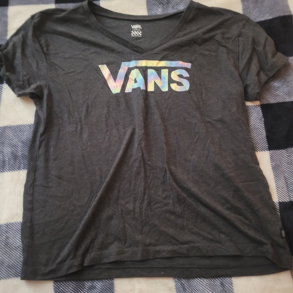 Vans Gray Short Sleeve Tee with Multicolor Logo